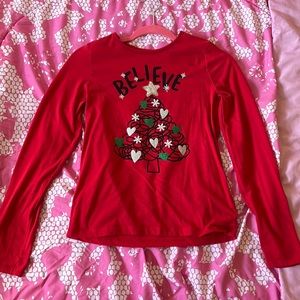 Holiday Time Girls Long Sleeve “Believe” Shirt
